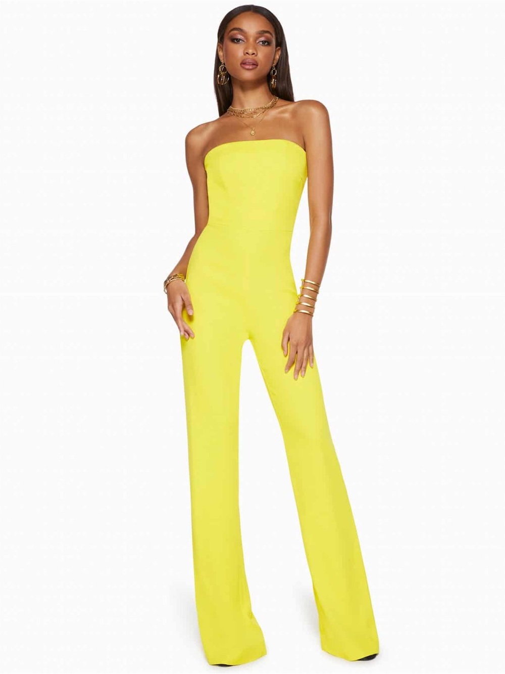Ramy Brook Chartreuse Strapless Wide-Leg Jumpsuit in Bright Yellow